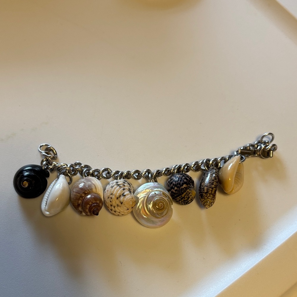 Shell Charm Bracelet with Silver Chain
